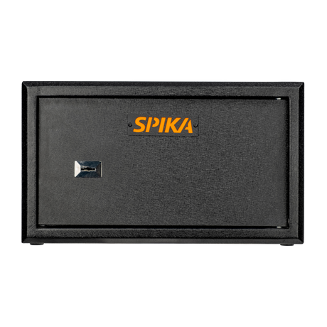 Spika S3A large ammo safe addition front view with key lock and orange Spika logo