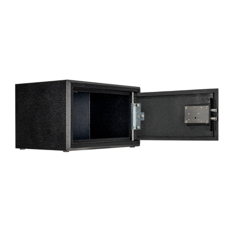 Spika S3A large ammo safe addition open at an angle showing the door lock mechanism