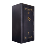 Spika SFB1 large fire resistant 22-gun safe, angled side view showing textured black finish
