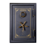 Spika SCB1 large premium home safe front view with gold pinstripe, keypad and spoke handle