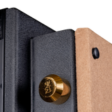 Close-up of a brass stag-stamped locking bolt on the Spika SCB1 home safe door