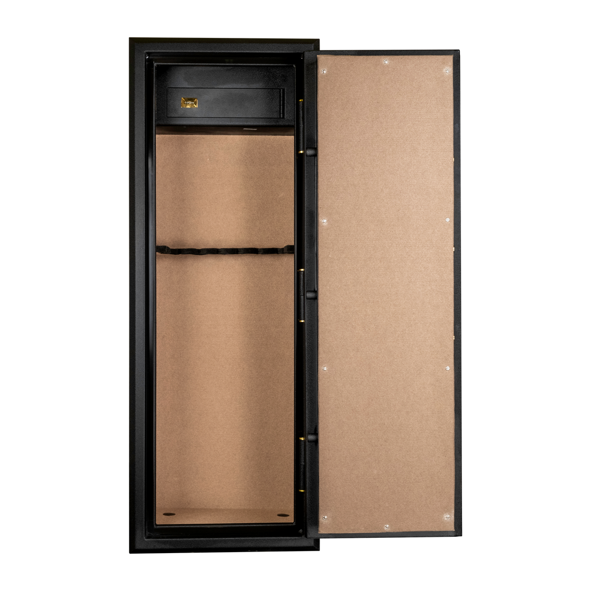 Spika SFABH fire resistant safe open from the front showing lined interior and top lockbox