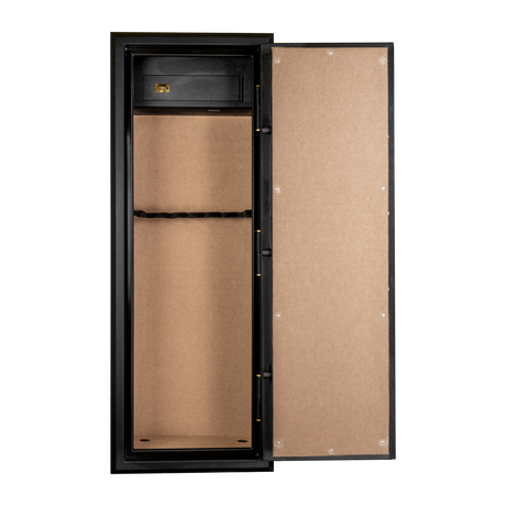Spika SFABH fire resistant safe open from the front showing lined interior and top lockbox