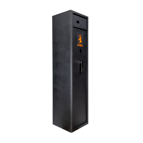 Spika S2 medium 8-gun safe, angled view from the right showing the side panel
