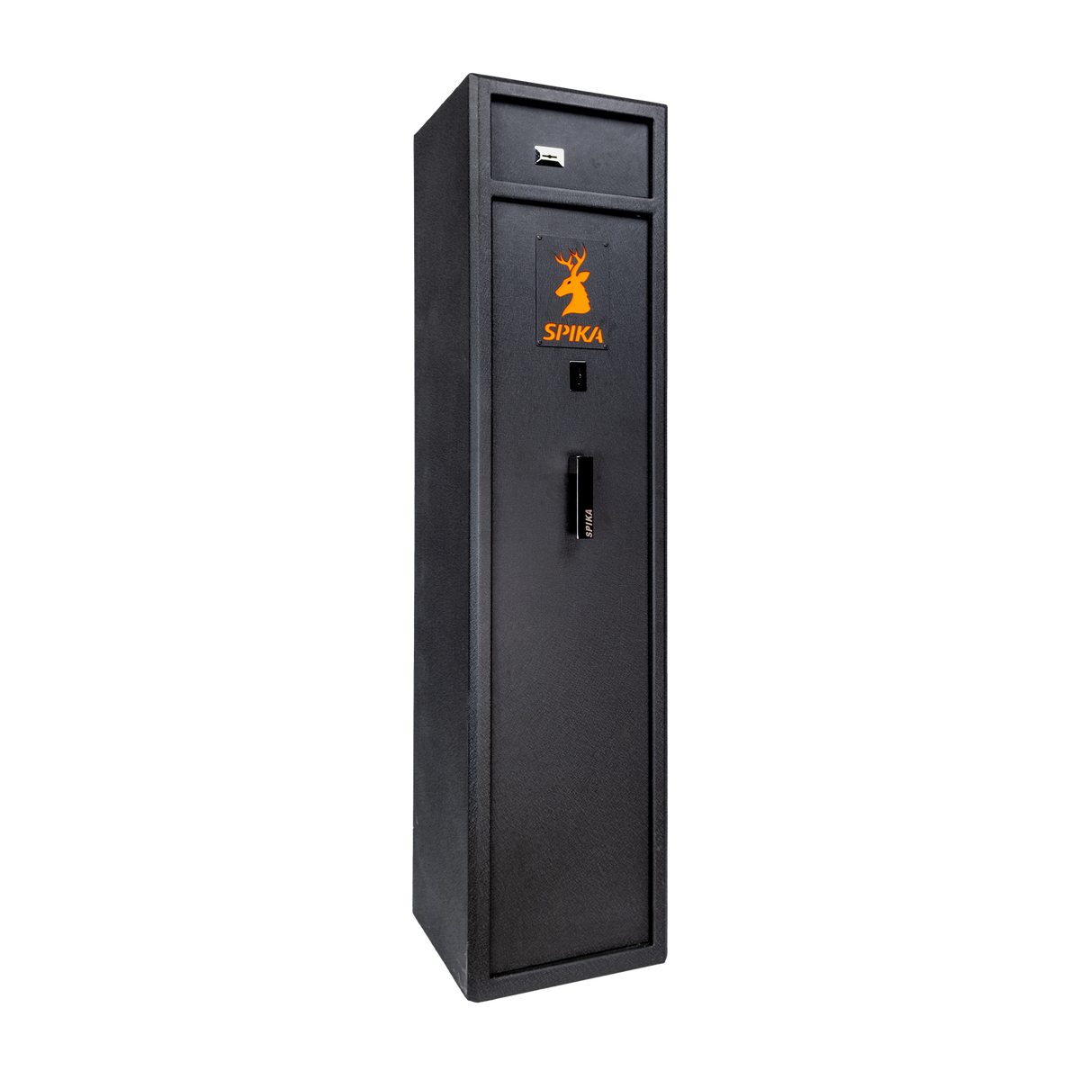 Spika S2 medium 8-gun safe for Category A/B firearms, black finish, three-quarter view
