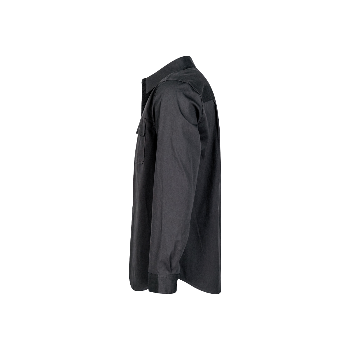 Spika GO Work men's long sleeve shirt in Ink, side profile view showing the chest pocket