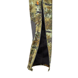 Spika Edge men's Biarri Camo pants close-up of the full-length side leg zip opened at the ankle