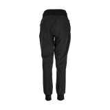 Spika GO Casual women's jogger pants in black, back view showing tapered leg and ribbed ankle cuffs