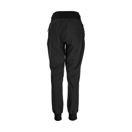 Spika GO Casual women's jogger pants in black, back view showing tapered leg and ribbed ankle cuffs