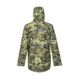 Spika Scout men's hunting jacket in Biarri Camo, back view with hood