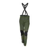 Spika Frontier men's hunting pants in Olive with braces, belt and black knee reinforcement, front