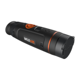 ThermTec Wild 635 thermal monocular, front three-quarter view with the lens cap closed