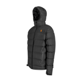 Spika Terra men's puffer jacket in Black, three-quarter view with hood and zip hand pocket