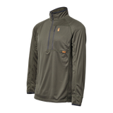 Spika Guide men's lightweight half-zip top in Olive, three-quarter view with zip chest pocket