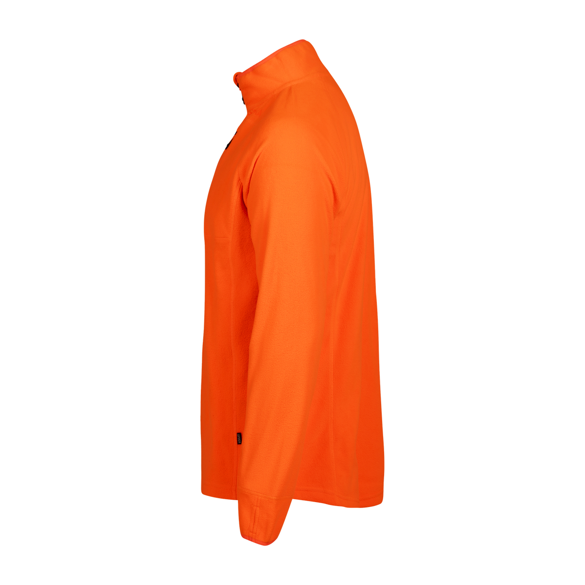 Spika Campside men's Blaze Orange quarter-zip fleece top, side profile view