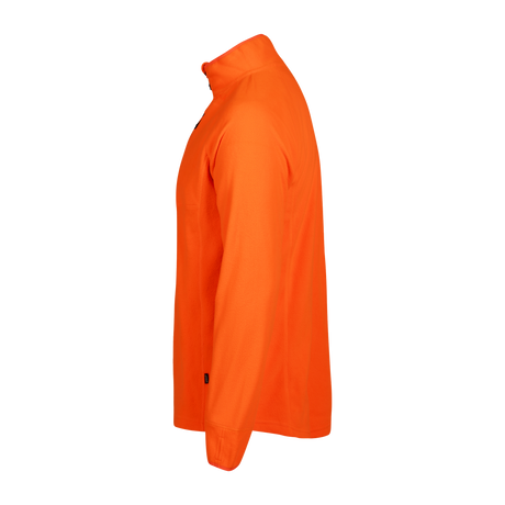 Spika Campside men's Blaze Orange quarter-zip fleece top, side profile view