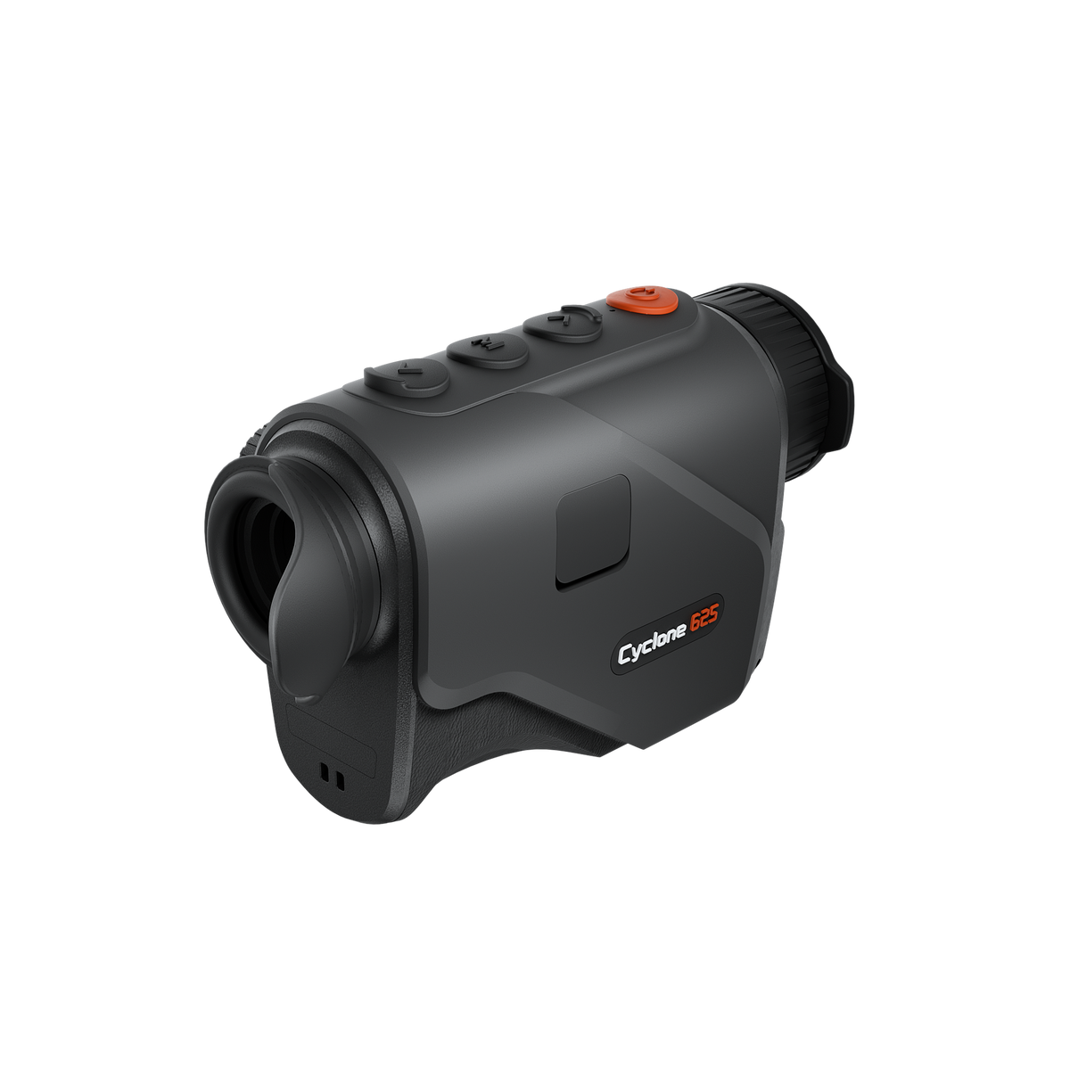 ThermTec Cyclone 625 thermal monocular, rear three-quarter view showing eyepiece and model label