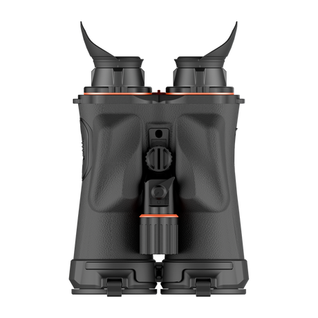 ThermTec Ventus 335L multi-spectrum binoculars, underside view of tripod mount and battery compartment