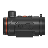 ThermTec Hunt Pro 635 thermal clip-on, side profile of power and function buttons above rail mount