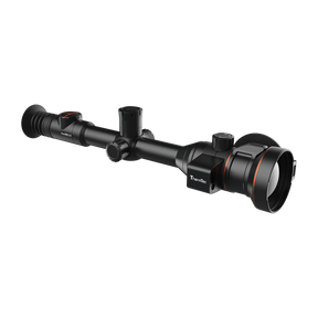 ThermTec Ares-LRF 360L 2.0 thermal tube scope, three-quarter front view with laser rangefinder module