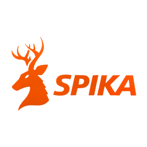 Spika large decal sticker with the orange Spika stag head logo and wordmark