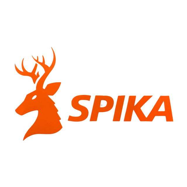 Spika large decal sticker with the orange Spika stag head logo and wordmark
