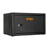 Spika S3A large ammo safe addition in black with orange Spika logo, three-quarter view