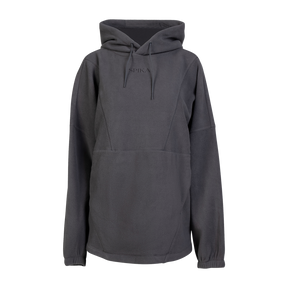 Spika Motion women's oversized fleece hooded jumper in Onyx, front view with drawcord hood
