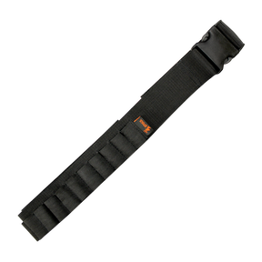 Spika shotgun ammo belt in black webbing with sewn cartridge loops and quick-release buckle