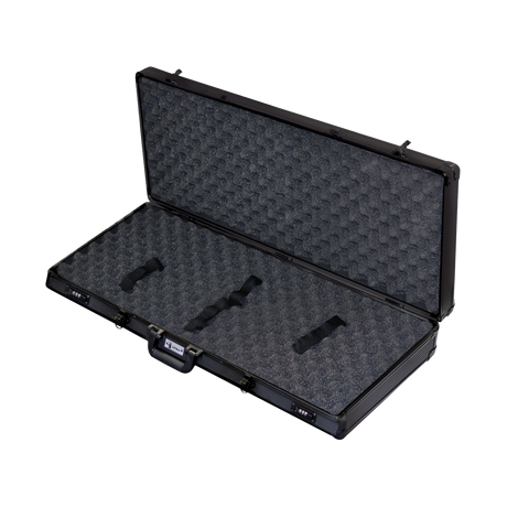Spika breakdown shotgun case in aluminium, open showing foam lining and cut-outs
