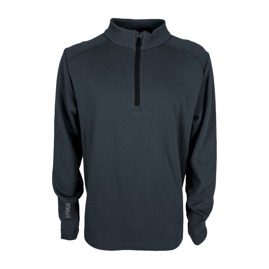 Spika GO Belay men's quarter-zip jumper in slate, front view with black zip and SPIKA cuff logo