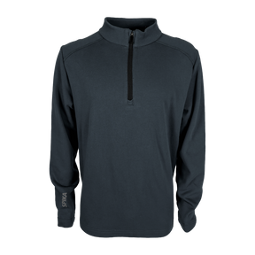 Spika GO Belay men's quarter-zip jumper in slate, front view with black zip and SPIKA cuff logo