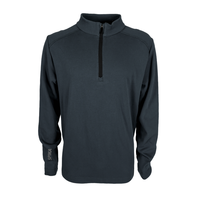 Spika GO Belay men's quarter-zip jumper in slate, front view with black zip and SPIKA cuff logo