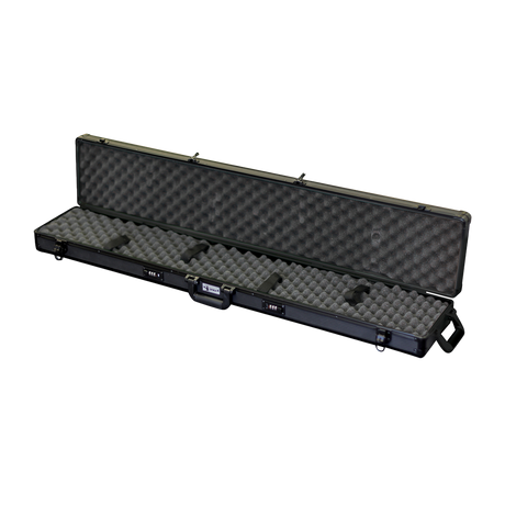 Spika rifle case in aluminium, open showing egg-crate foam lining
