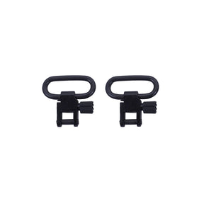 Spika 1 inch sling swivels in black, pair of quick-detach swivels shown side by side