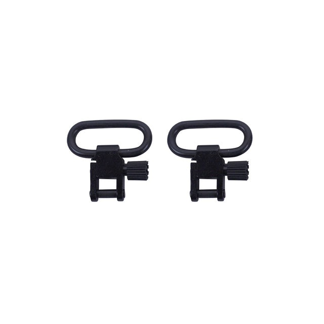 Spika 1 inch sling swivels in black, pair of quick-detach swivels shown side by side