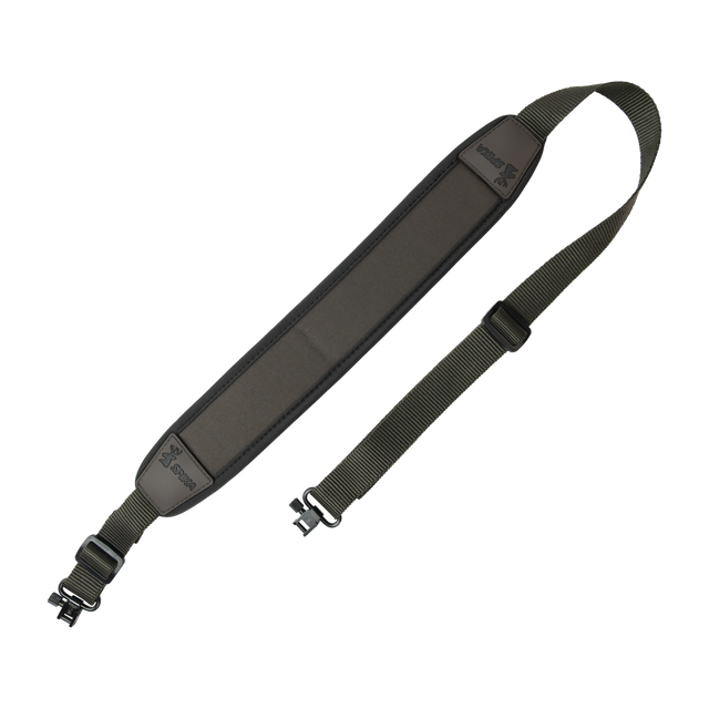Spika Alpine rifle sling in Mocha/Black with padded shoulder section, adjustable strap and swivels
