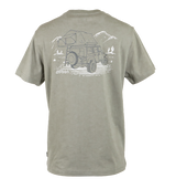 Spika Offgrid women's t-shirt in Spearmint, back view with 4WD rooftop tent camping graphic