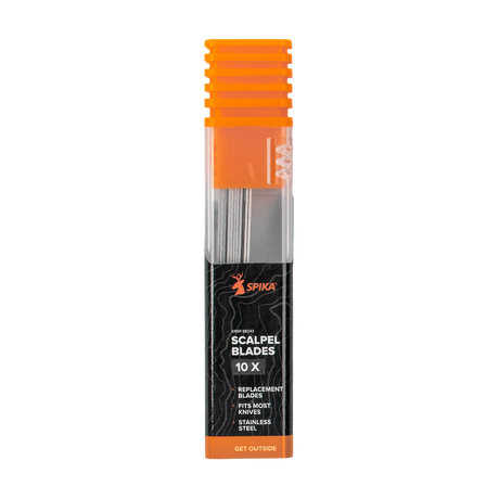 Spika Command replacement scalpel blade pack, 10 stainless blades in orange-capped retail tube