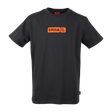 Spika Etched youth t-shirt in Graphite with orange Spika box logo on the chest, front view