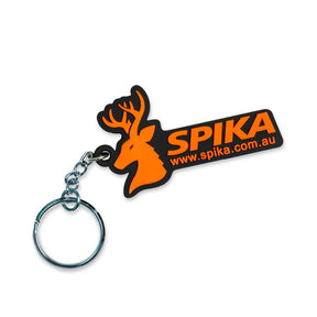 Spika key ring with orange rubber Spika stag logo tag and silver split ring