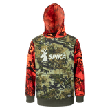 Spika GO Classic V2 kids' hoodie in Biarri Blaze, front view with blaze sleeves and white SPIKA logo