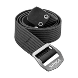 Spika Ranger Mk2 adult belt in Black, coiled webbing with grey alloy SPIKA buckle and end tip