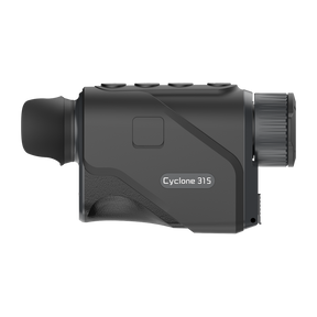 ThermTec Cyclone 315 thermal monocular in dark grey, side profile with Cyclone 315 model label