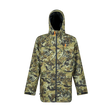 Spika Scout men's waterproof hooded hunting jacket in Biarri Camo, front view with full zip