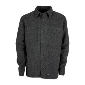 Spika GO Civvy men's shirt jacket in slate wool-look fabric, front view with twin chest pockets