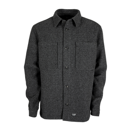 Spika GO Civvy men's shirt jacket in slate wool-look fabric, front view with twin chest pockets