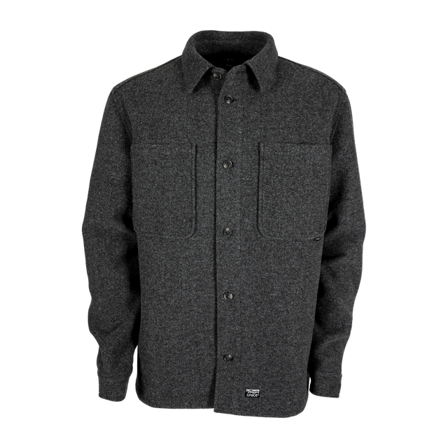 Spika GO Civvy men's shirt jacket in slate wool-look fabric, front view with twin chest pockets