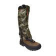 Spika Ranger adult hunting gaiter in Biarri Camo fitted over a brown hiking boot, side view