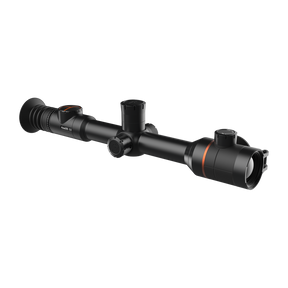 ThermTec Ares 335 2.0 thermal tube scope in black, three-quarter front view showing objective lens